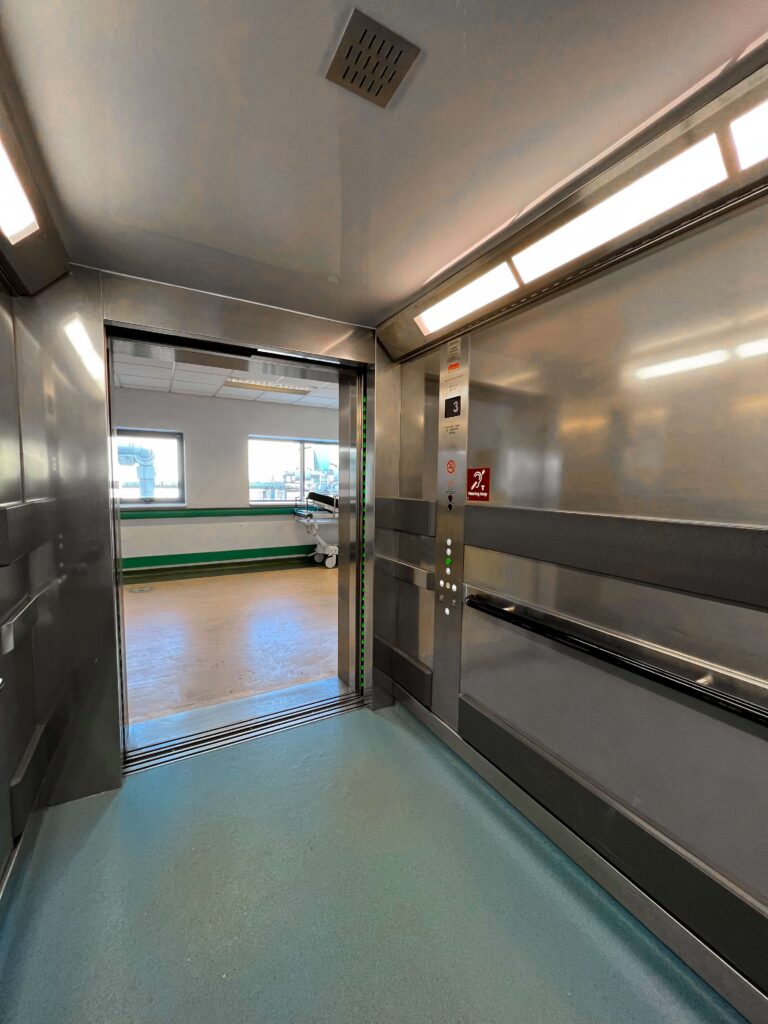 typical hospital bed lift installed by Jackson Lift Group