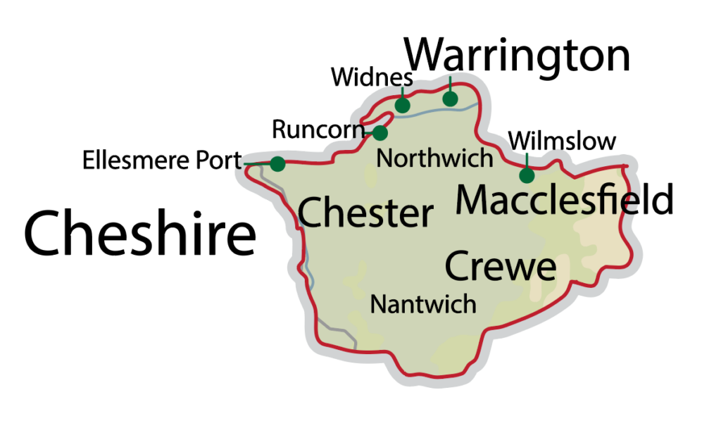 Map of Cheshire, Manchester