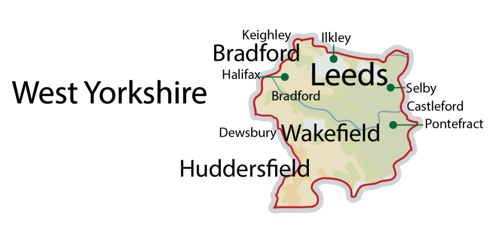 Map of west Yorkshire