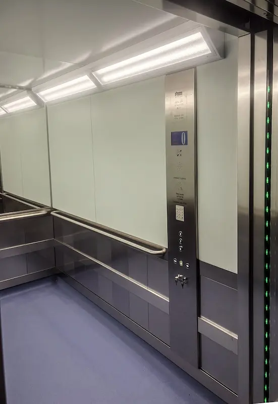 Lift car with new finishes, car operating control panel