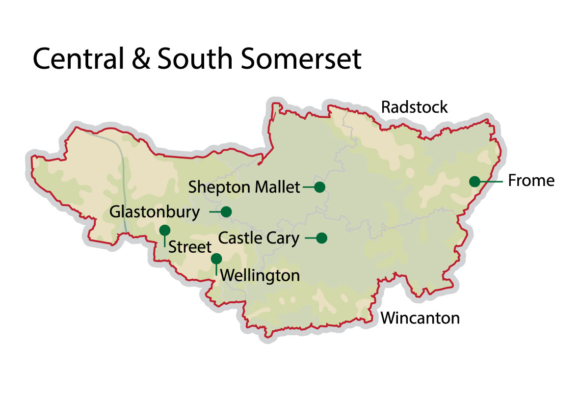 Lift maintenance Central South Somerset map